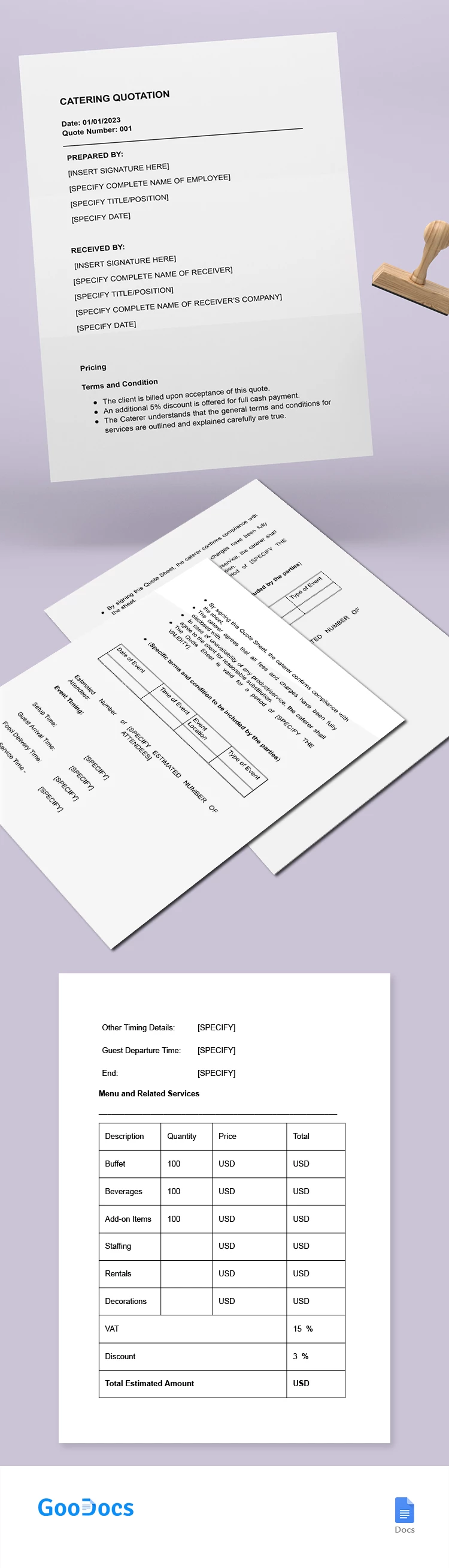 Catering Quote - free Google Docs Template - 10065356