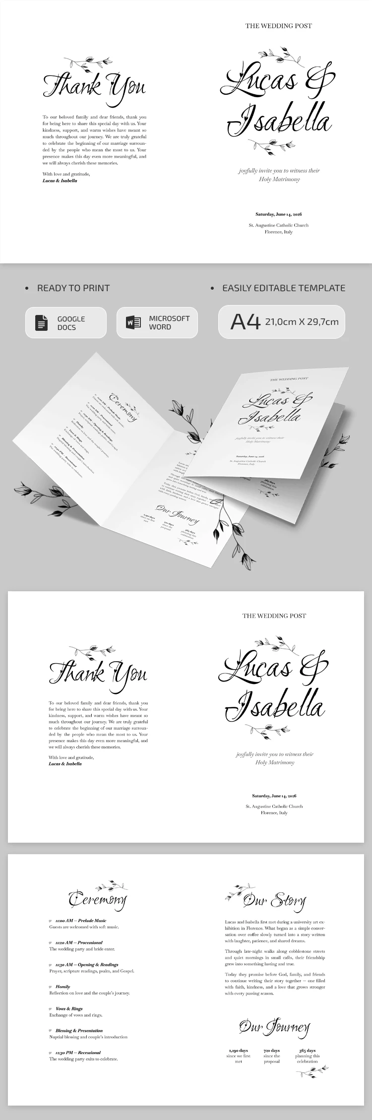 Preview of Catholic Wedding Program Template for Google Docs and Microsoft Word