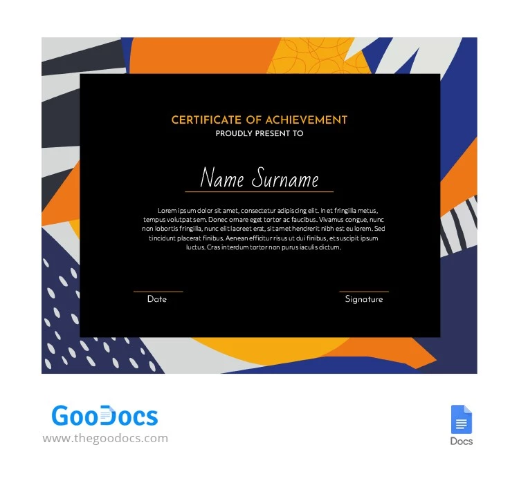 Certificate Of Achievement - free Google Docs Template - 10062462