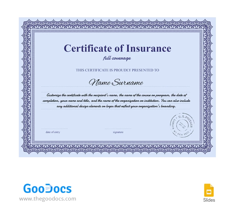 Certificados de seguro - free Google Docs Template - 10066754