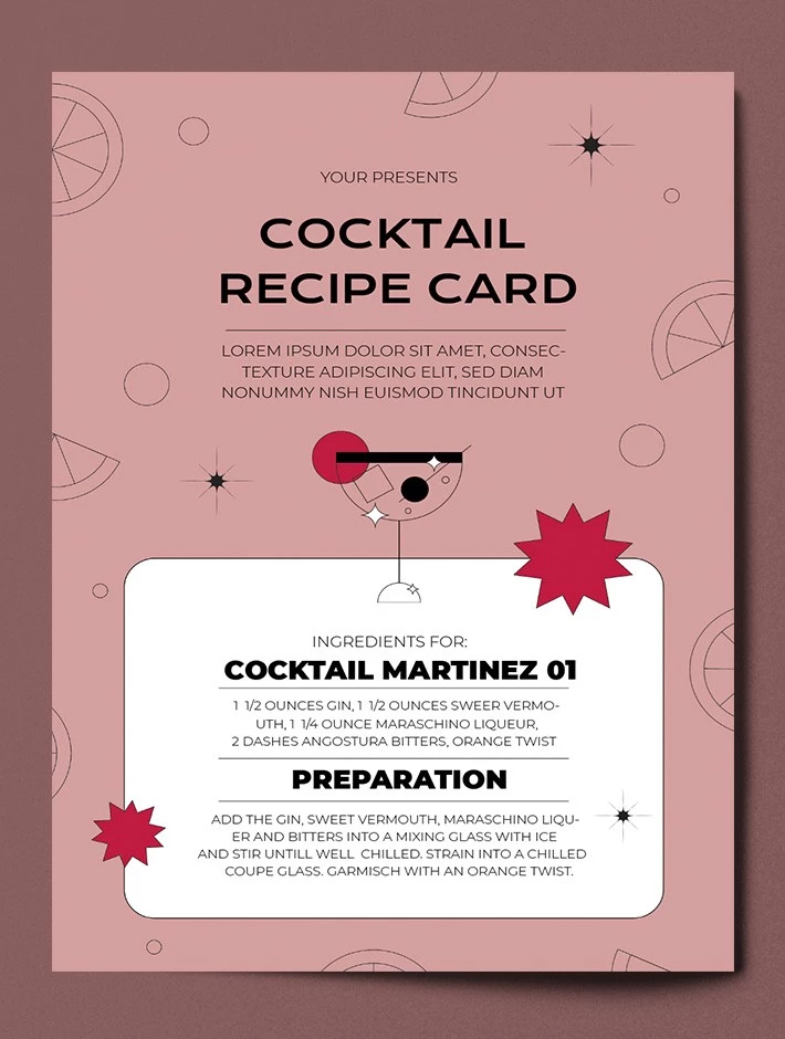 Ricetta deliziosa per cocktail - free Google Docs Template - 10061910