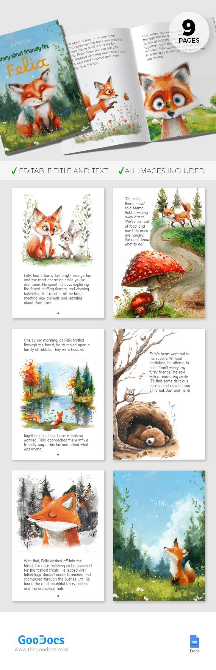 Libro per bambini illustrato - free Google Docs Template - 10068498
