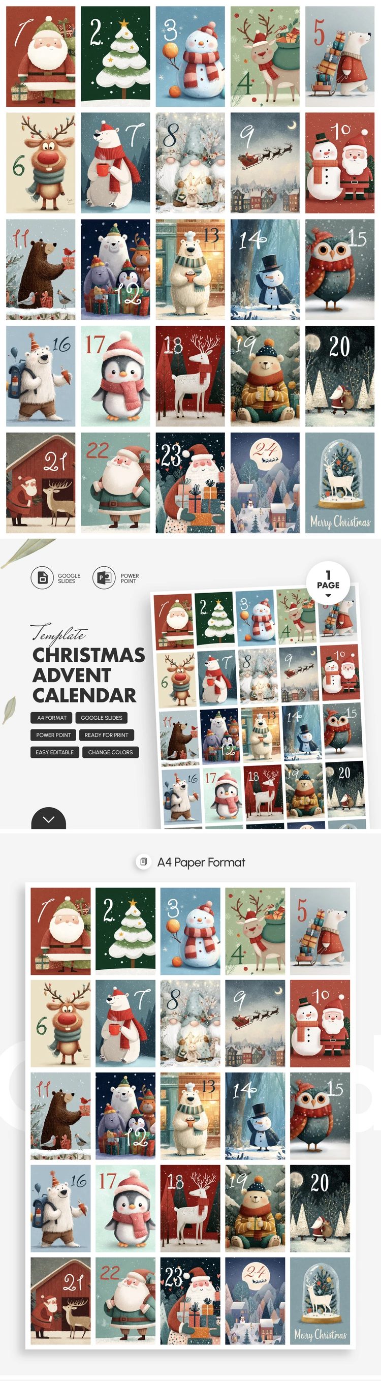 Modèle de calendrier de l'Avent de Noël - free Google Docs Template - 10071779