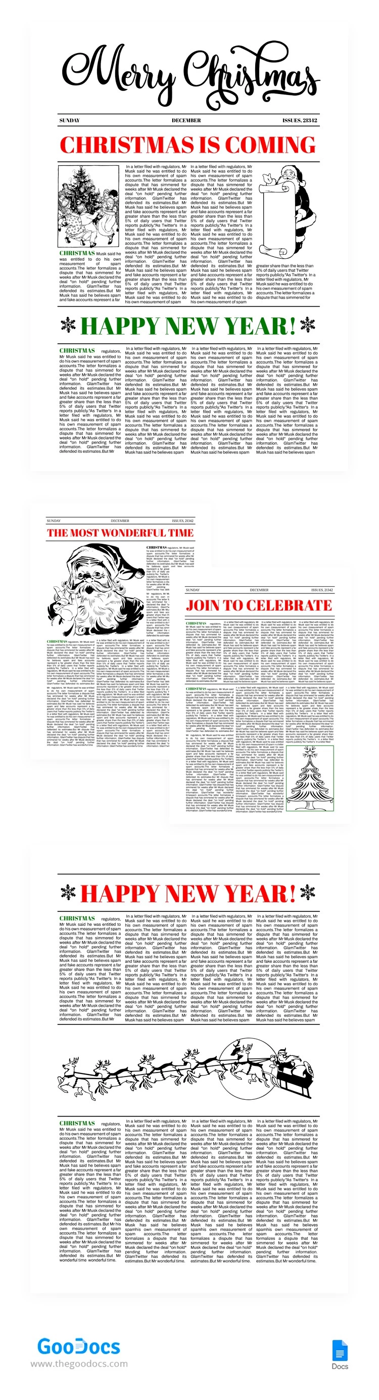 Weihnachten feiern Zeitung - free Google Docs Template - 10064997