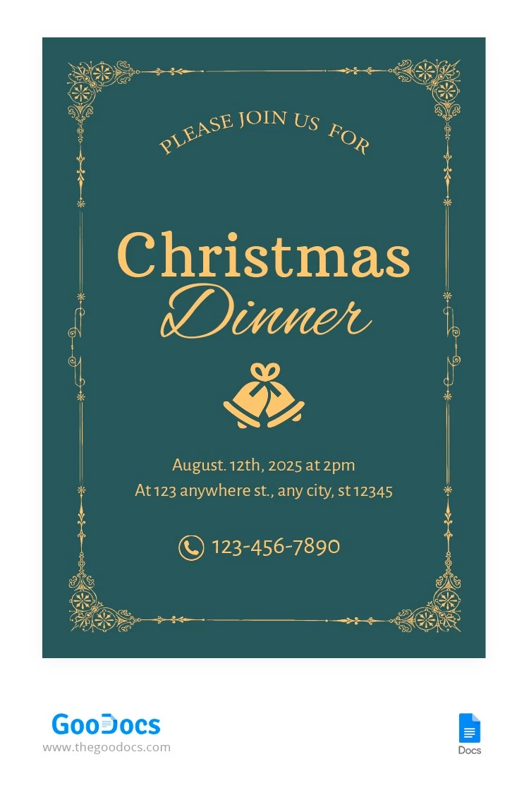 Christmas Dinner Invitation - free Google Docs Template - 10062780