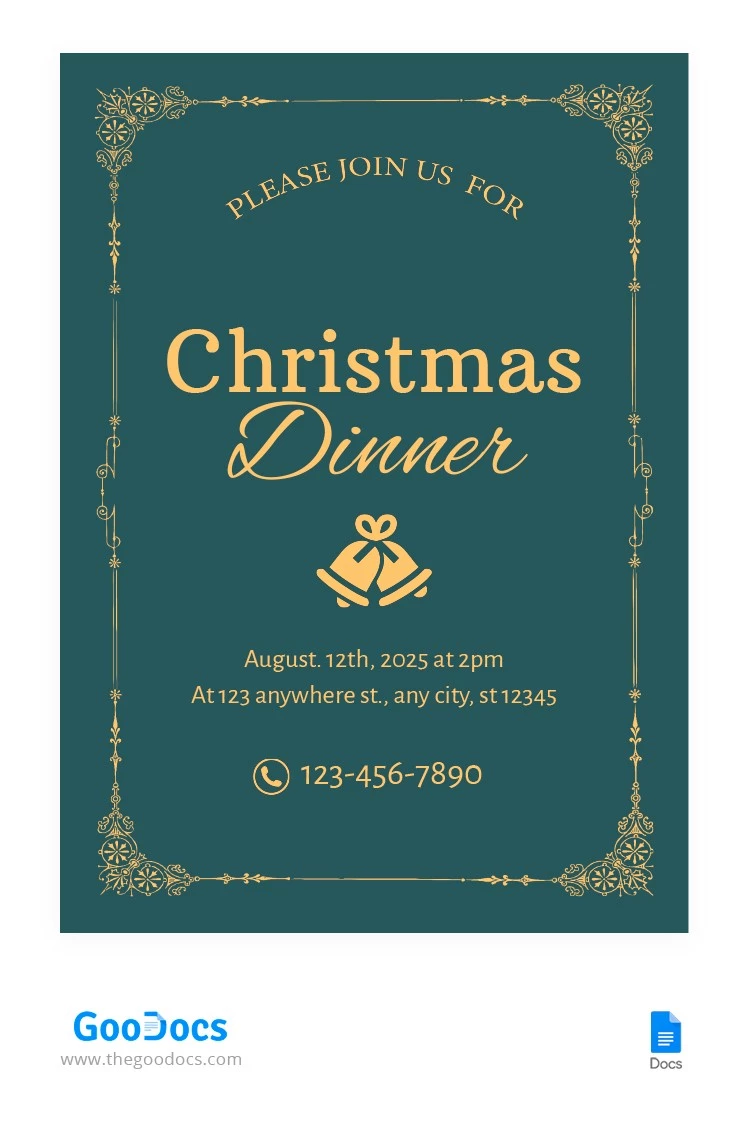 Invitation au dîner de Noël. - free Google Docs Template - 10062780