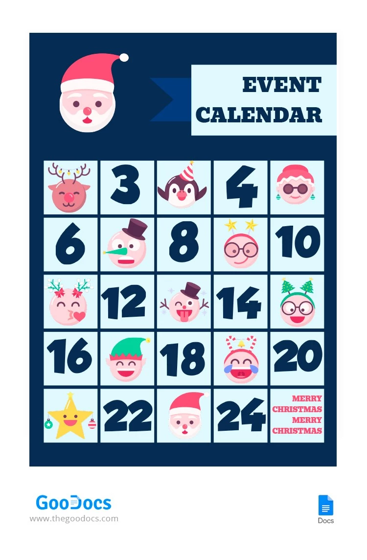 Christmas Event Calendar - free Google Docs Template - 10064799