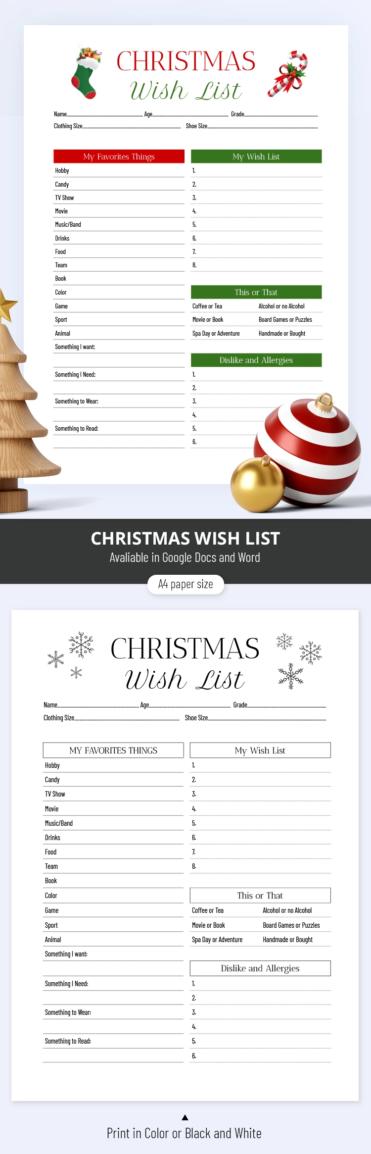 Weihnachtsliste - free Google Docs Template - 10069461