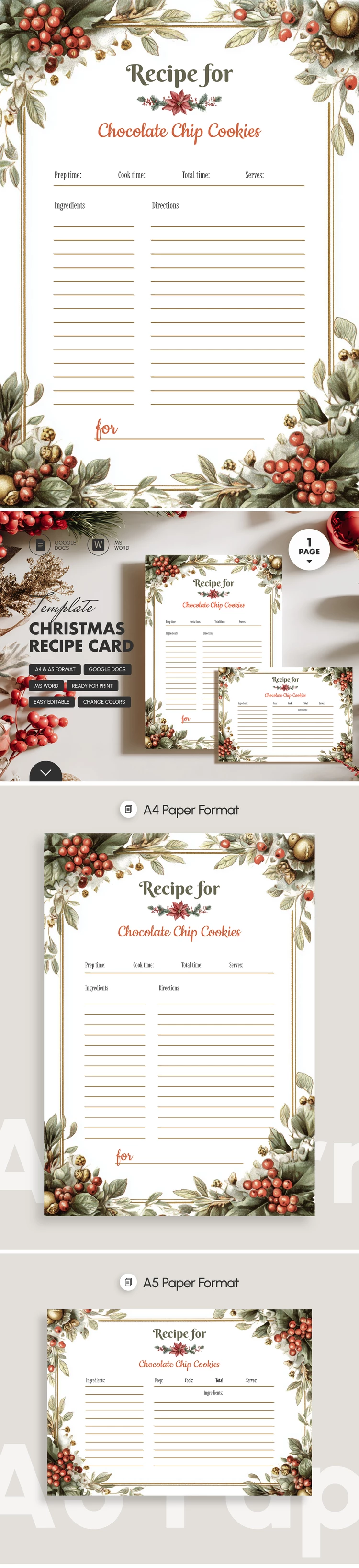 Christmas Recipe Card Template - free Google Docs Template - 10071976