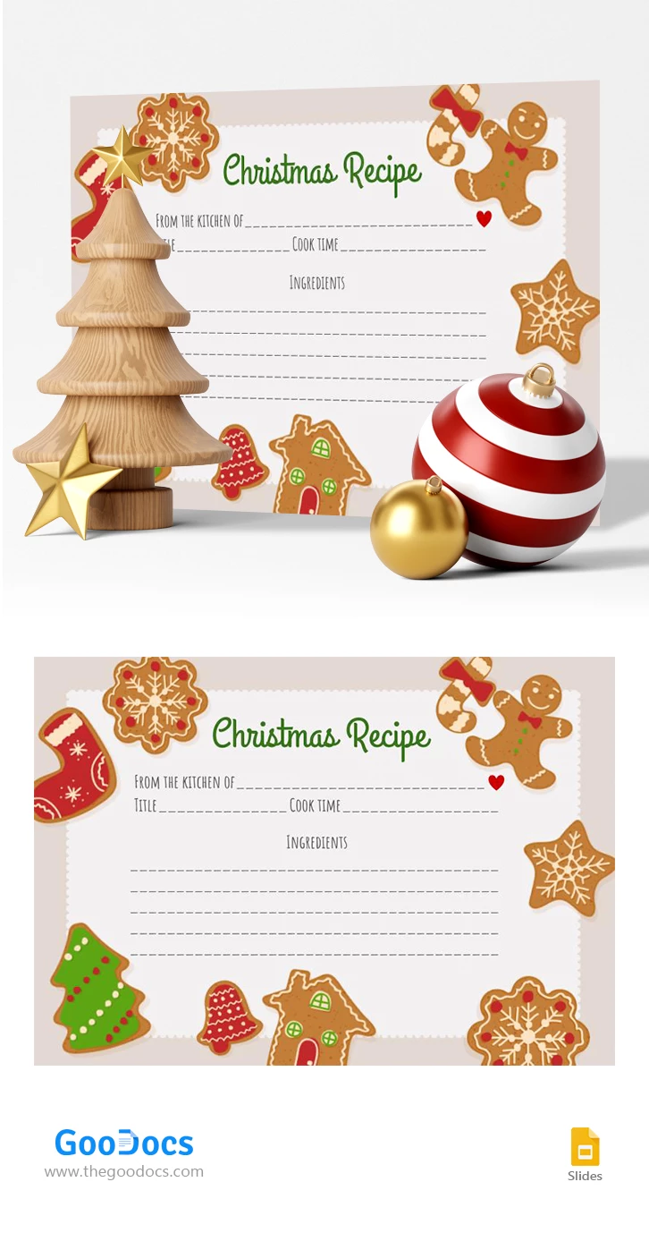 Weihnachts-Rezeptkarte - free Google Docs Template - 10067623