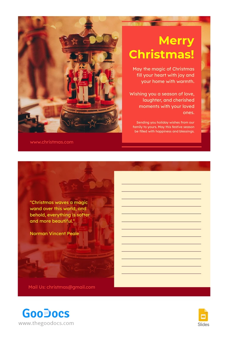 Weihnachtsrote Postkarte - free Google Docs Template - 10066695