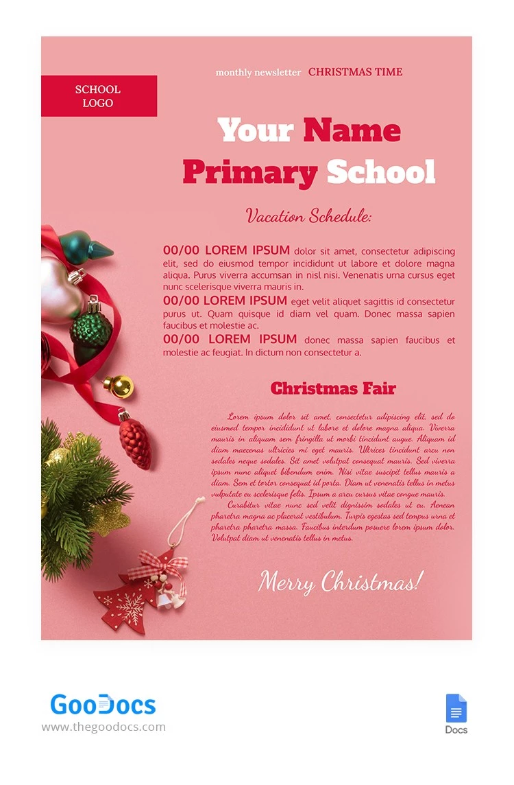 Christmas Teacher Newsletter - free Google Docs Template - 10062671