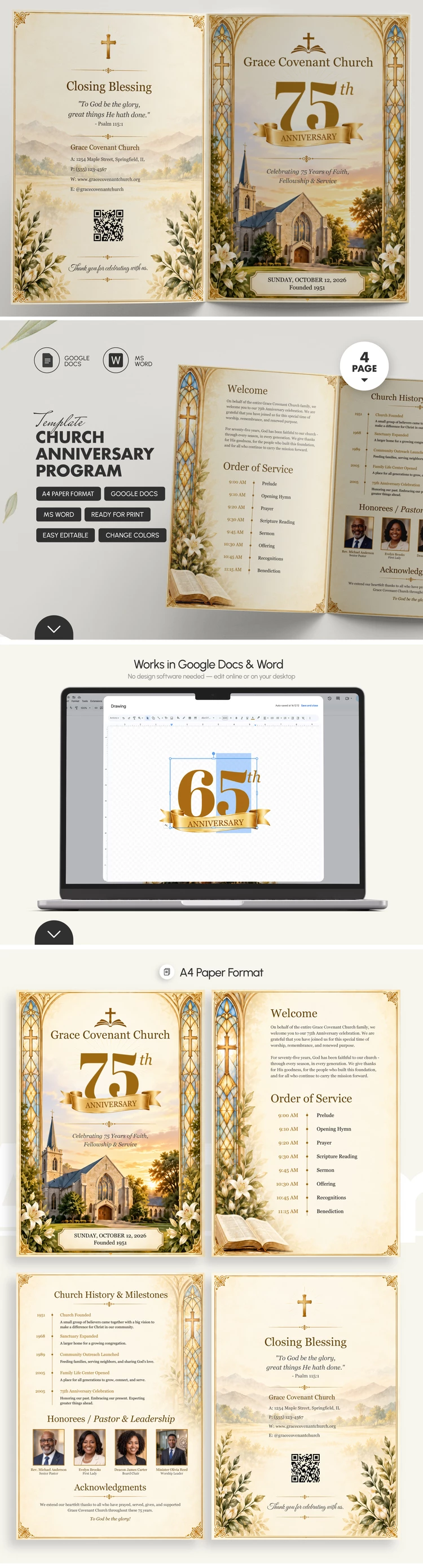 Preview of Church Anniversary Program Template for Google Docs and Microsoft Word