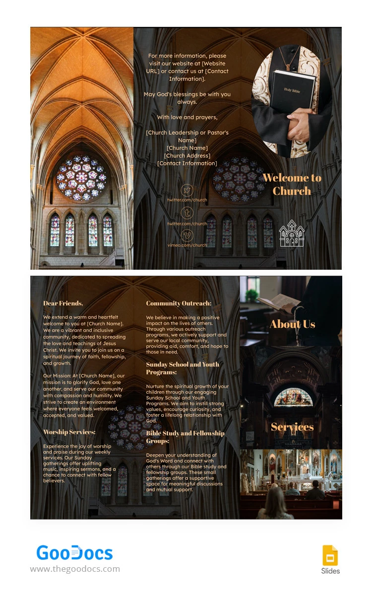 Chiesa Volantino Trifold - free Google Docs Template - 10066448