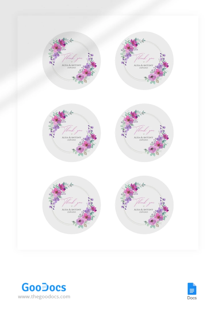 Etichetta cerimonia di nozze elegante a cerchio - free Google Docs Template - 10067580