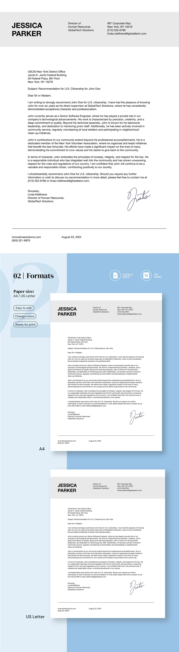 Citizenship Letter Of Recommendation - free Google Docs Template - 10069229