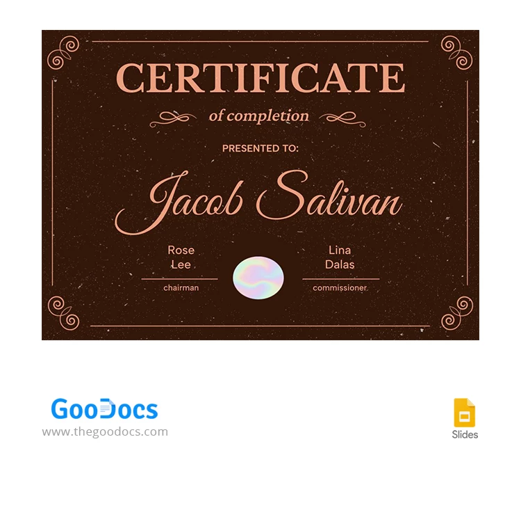 Classic Certificate of Completion - free Google Docs Template - 10067749