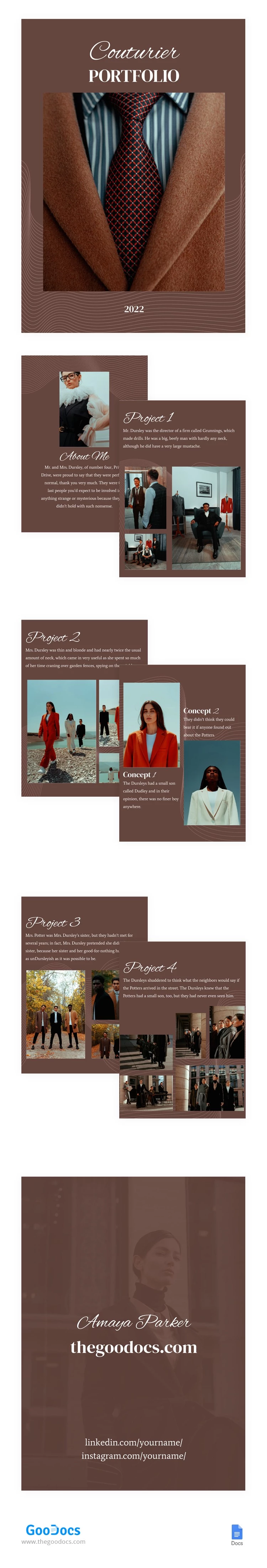 Portafolio de Couturier Clásico - free Google Docs Template - 10062930