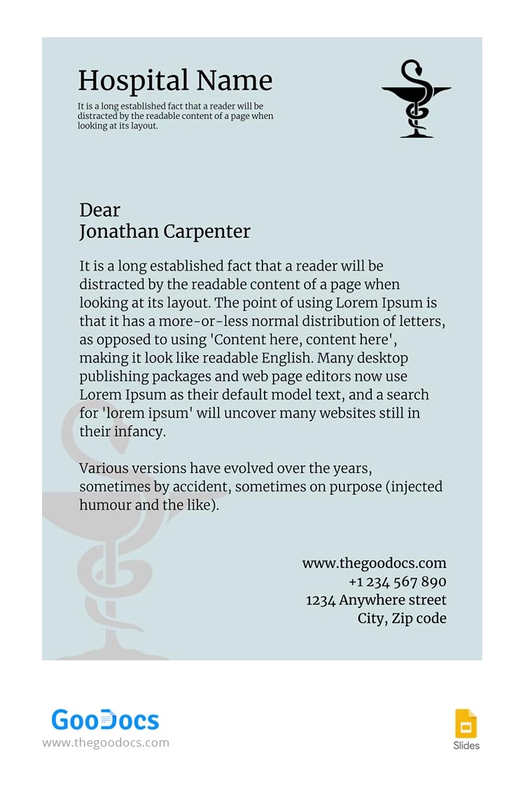 Classic Medical Letterhead - free Google Docs Template - 10064693