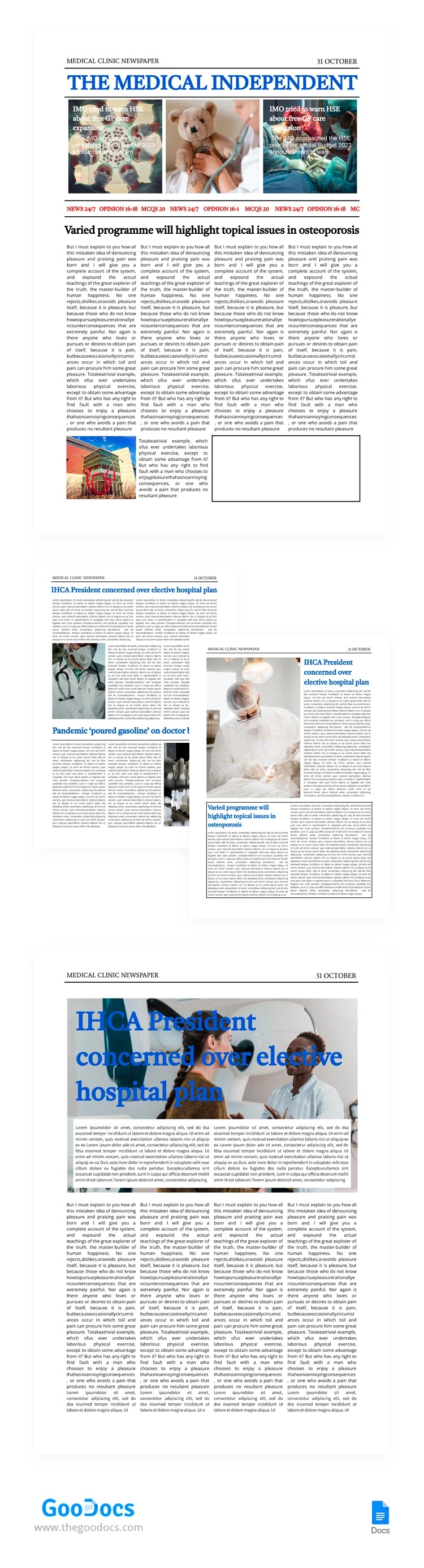 Periódico Médico Clásico - free Google Docs Template - 10064784