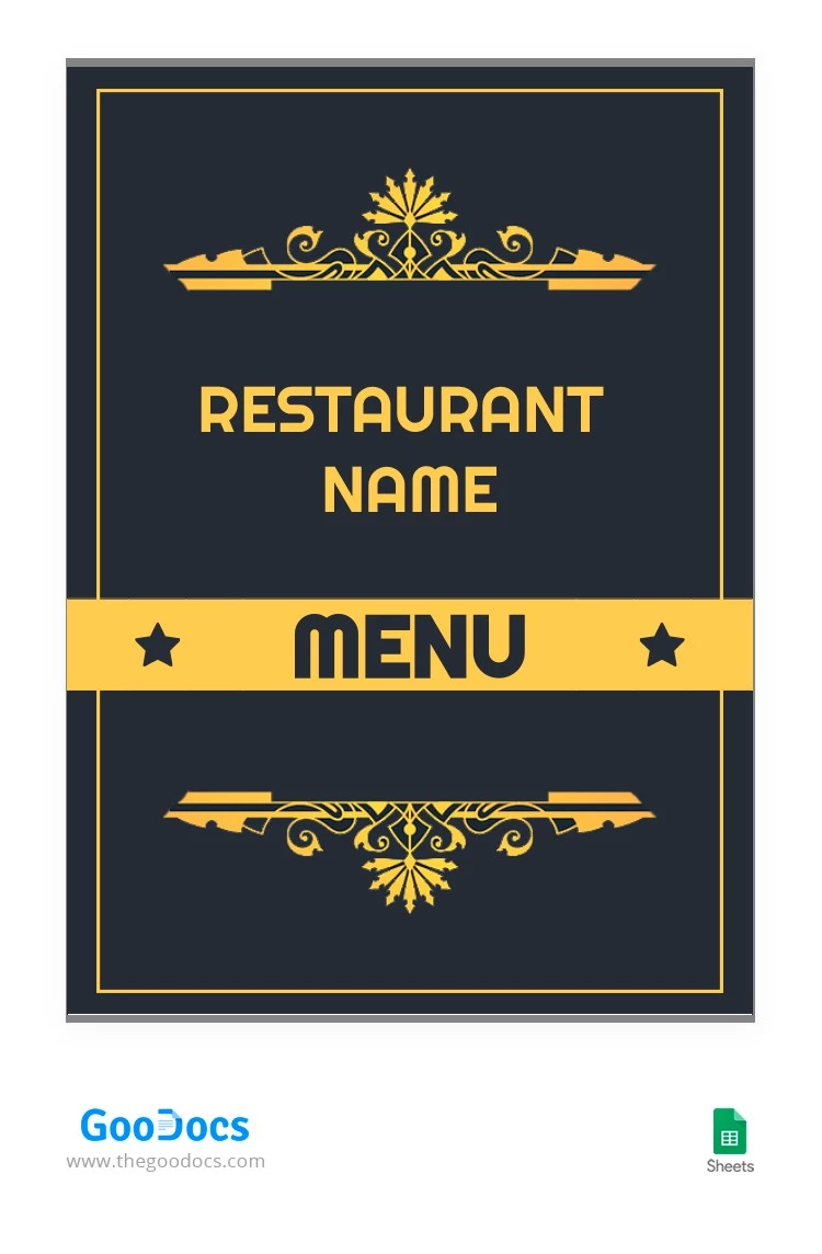 Klassische Restaurant-Menüvorlage - free Google Docs Template - 10063399