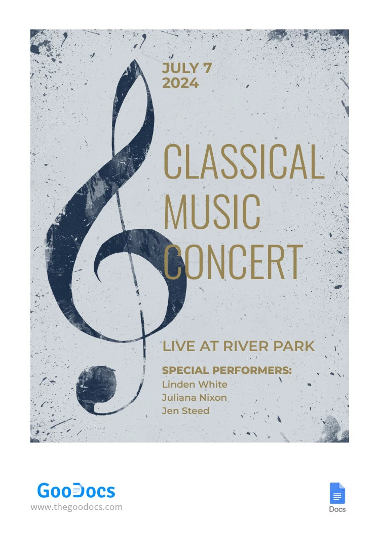 Folheto de Concerto de Música Clássica - free Google Docs Template - 10065323