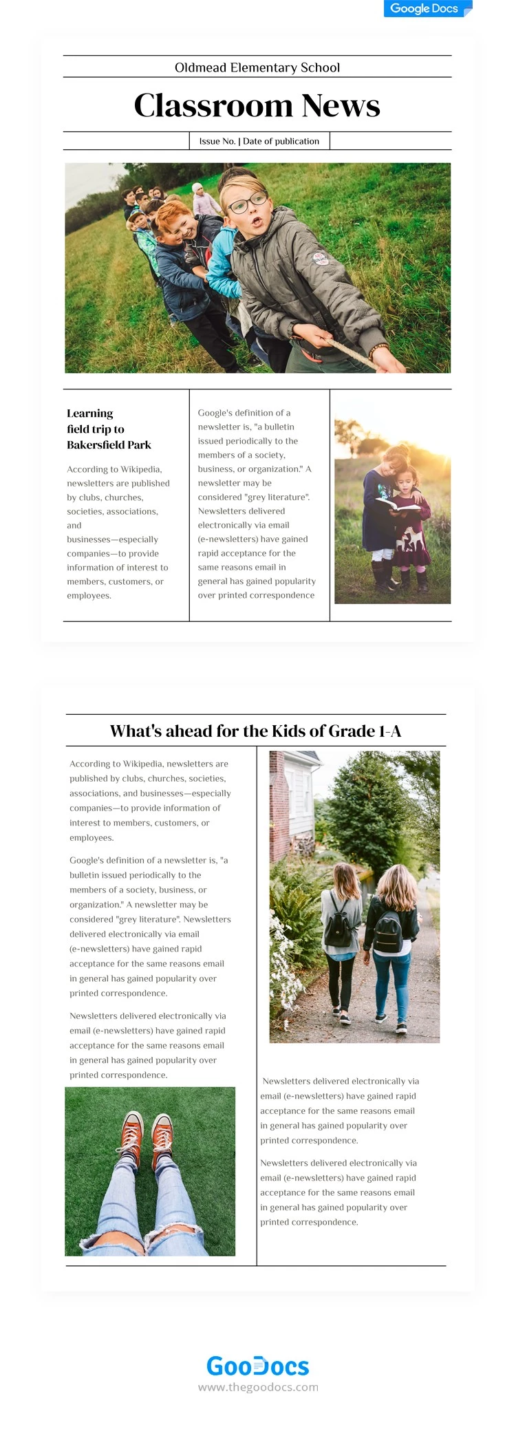 Beeindruckender Klassennewsletter - free Google Docs Template - 10062103