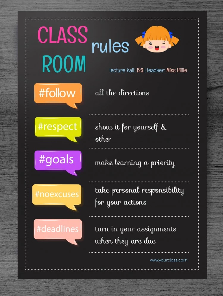 Fancy Classroom Rules Announcements - free Google Docs Template - 10061704