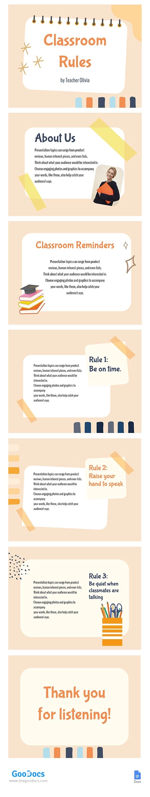 Classroom Rules Presentation - free Google Docs Template - 10062352