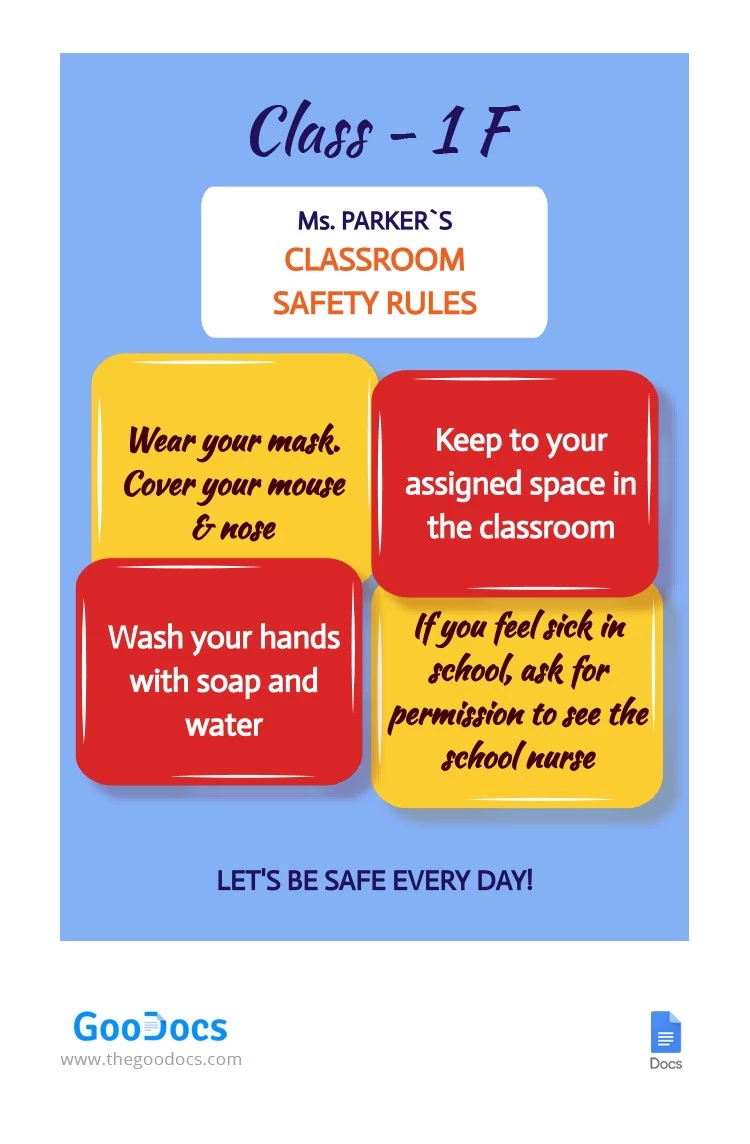 Classroom Safety Rules - free Google Docs Template - 10062125