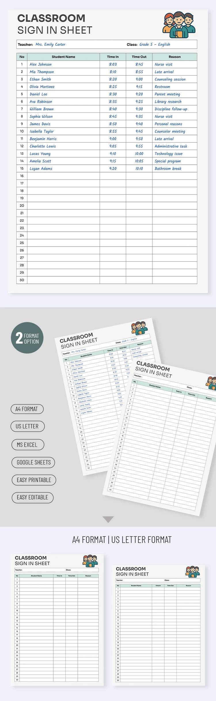 Classroom Sign In Sheet Template - free Google Docs Template - 10071430