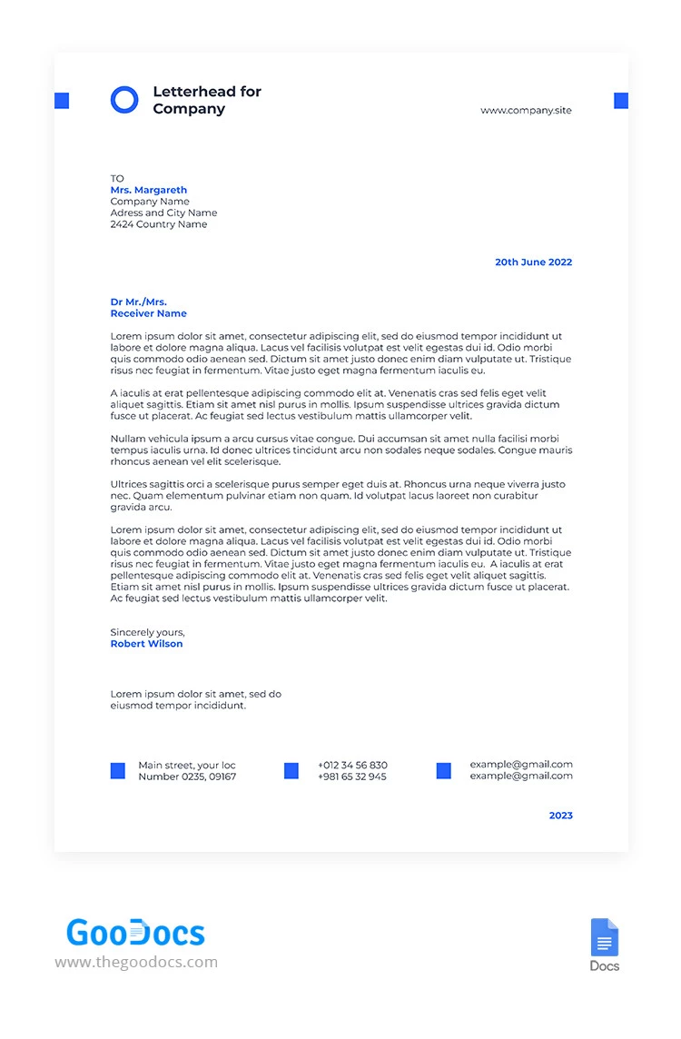Intestazione aziendale pulita - free Google Docs Template - 10065310