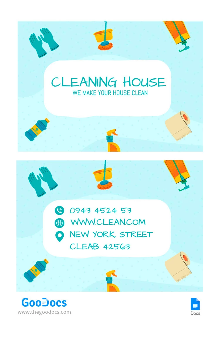 Cleaning House Business Card - free Google Docs Template - 10066451
