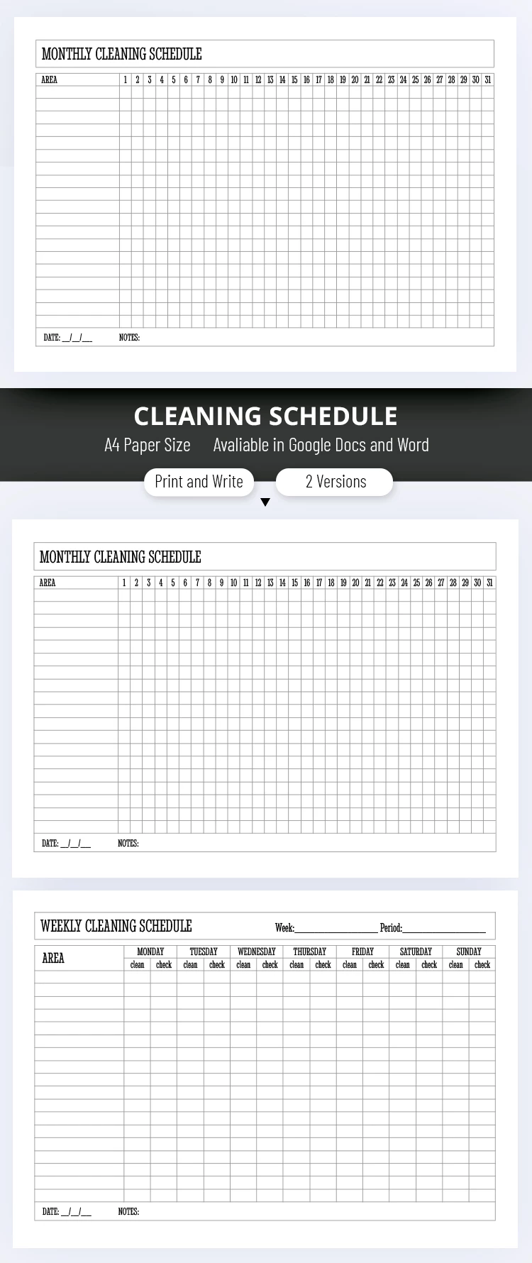 Minimalist Cleaning Schedule - free Google Docs Template - 10069613