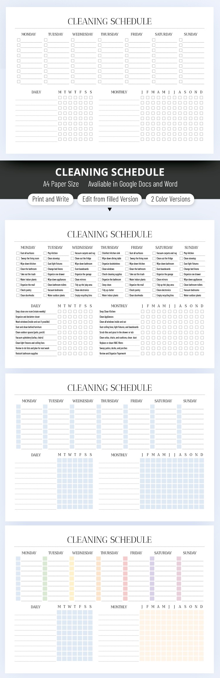 Free Cleaning Schedule Template In Google Docs