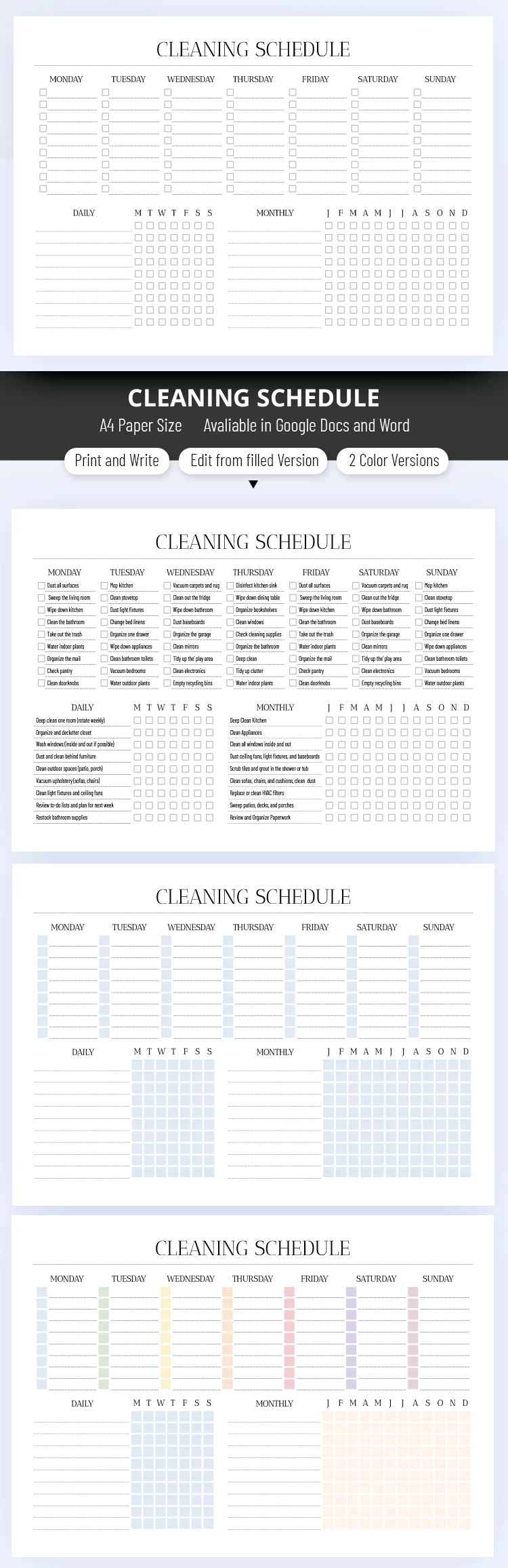 Cleaning Schedule - free Google Docs Template - 10069470