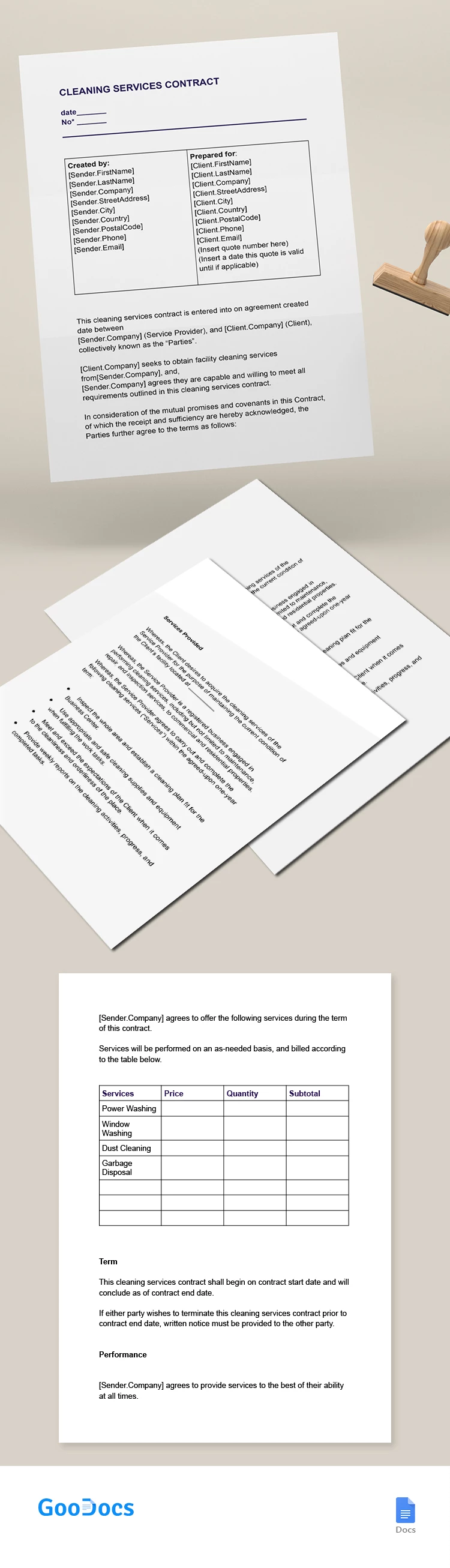 Cleaning Service Contract - free Google Docs Template - 10065547