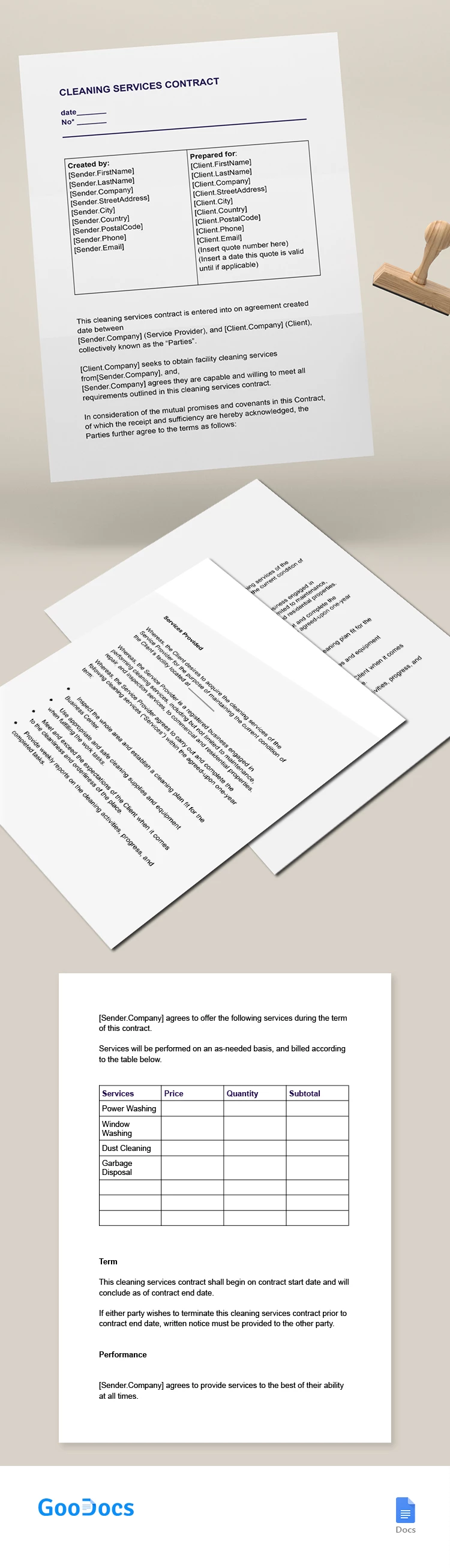 Reinigungsdienstvertrag - free Google Docs Template - 10065547