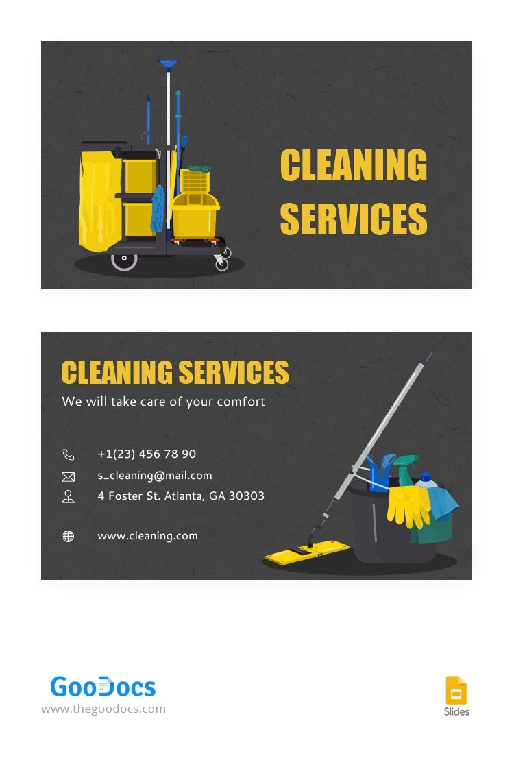 Cartão de visita de serviços de limpeza. - free Google Docs Template - 10064347