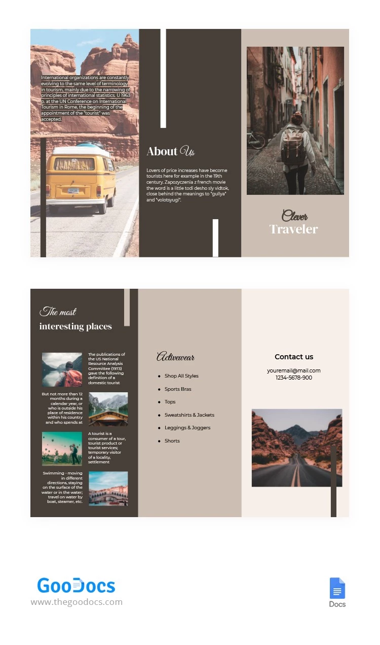 Clever Travel Brochure - free Google Docs Template - 10063027