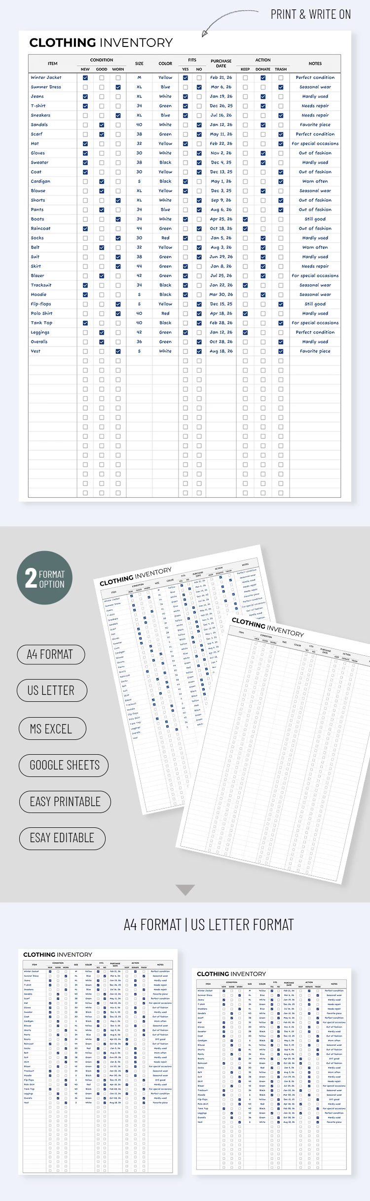 Clothing Inventory - free Google Docs Template - 10069640