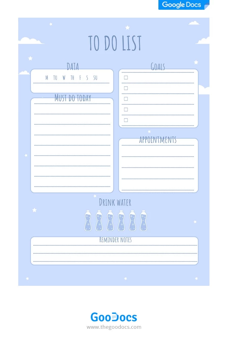 Cloudy To Do List - free Google Docs Template - 10062007