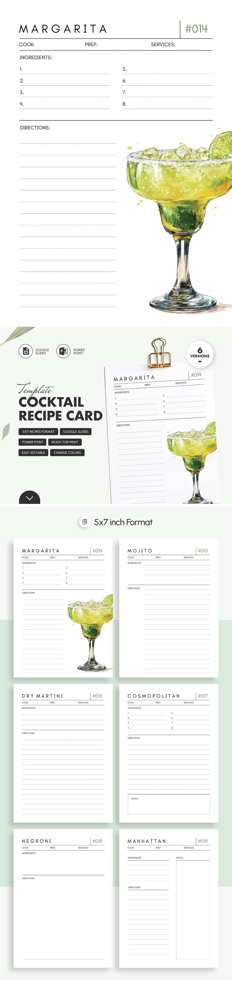 Cocktail Recipe Card Template - free Google Docs Template - 10071634
