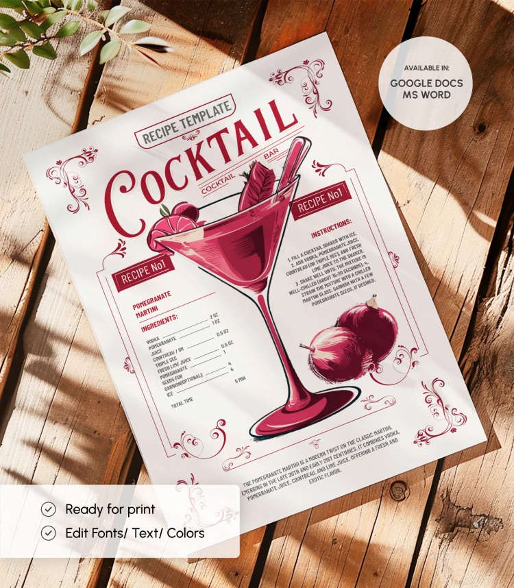 Recette de cocktail - free Google Docs Template - 10068975