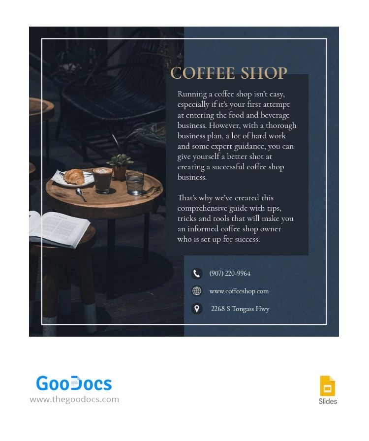 Publicación de Instagram de una cafetería. - free Google Docs Template - 10063634