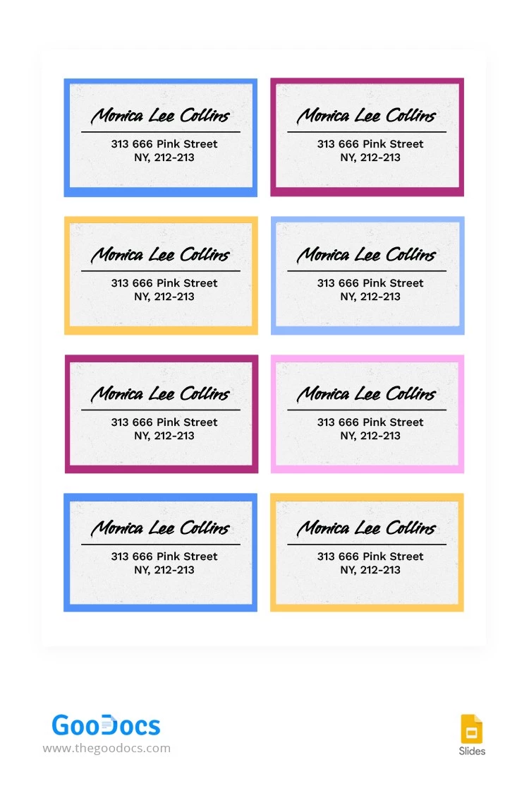 Etiqueta de Endereço Colorida - free Google Docs Template - 10064288