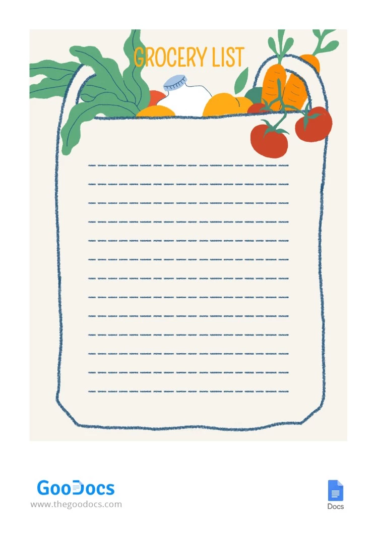 Colored Grocery List - free Google Docs Template - 10062883