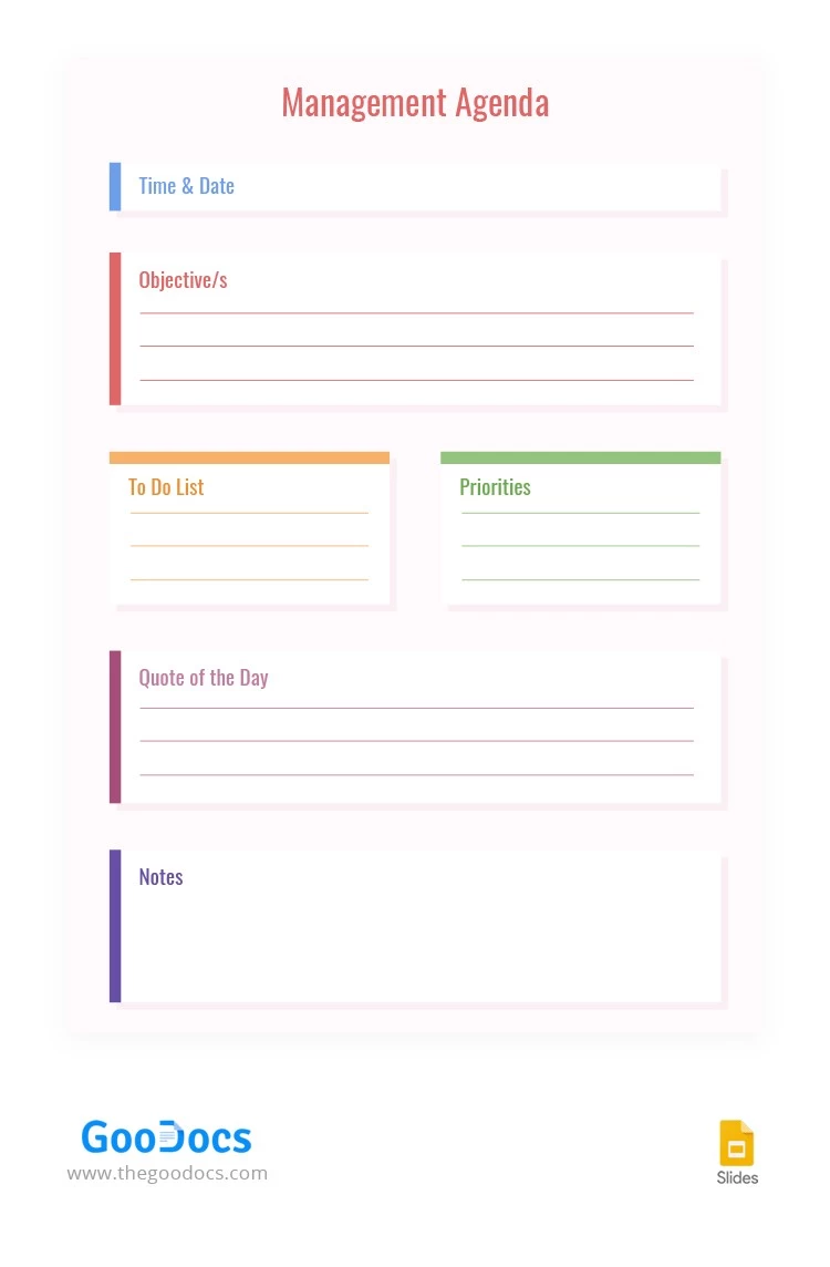 Ordre du jour de la réunion de gestion - free Google Docs Template - 10063167