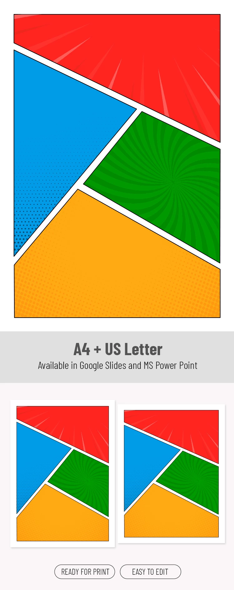 Colorful 4 Panel Comic Strip Template - free Google Docs Template - 10072352