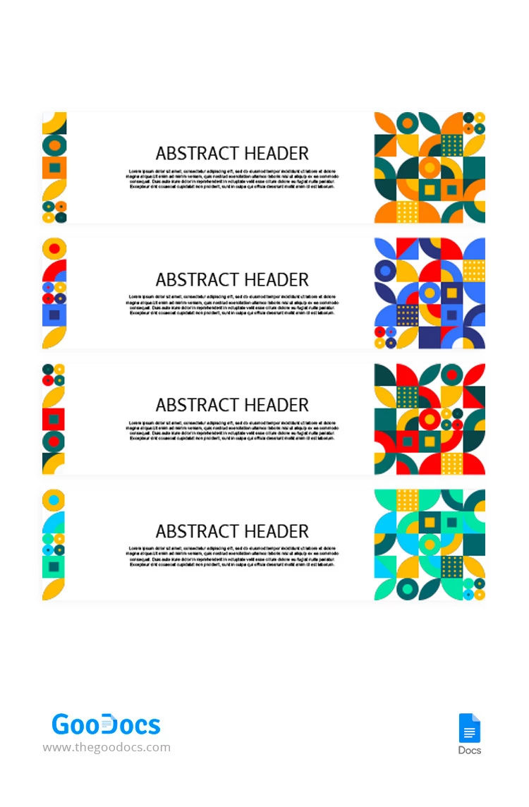 Intestazioni astratte colorate - free Google Docs Template - 10065611
